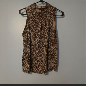 Leopard Print Sleeveless Blouse